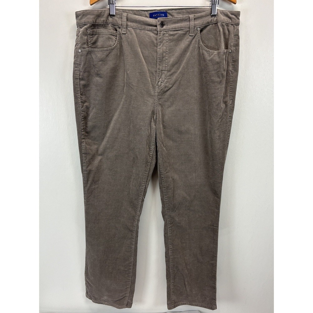 NEW! Talbots High Waist Straight Leg Corduroy Pants Sz 18 Women's Gray 5 Pocket